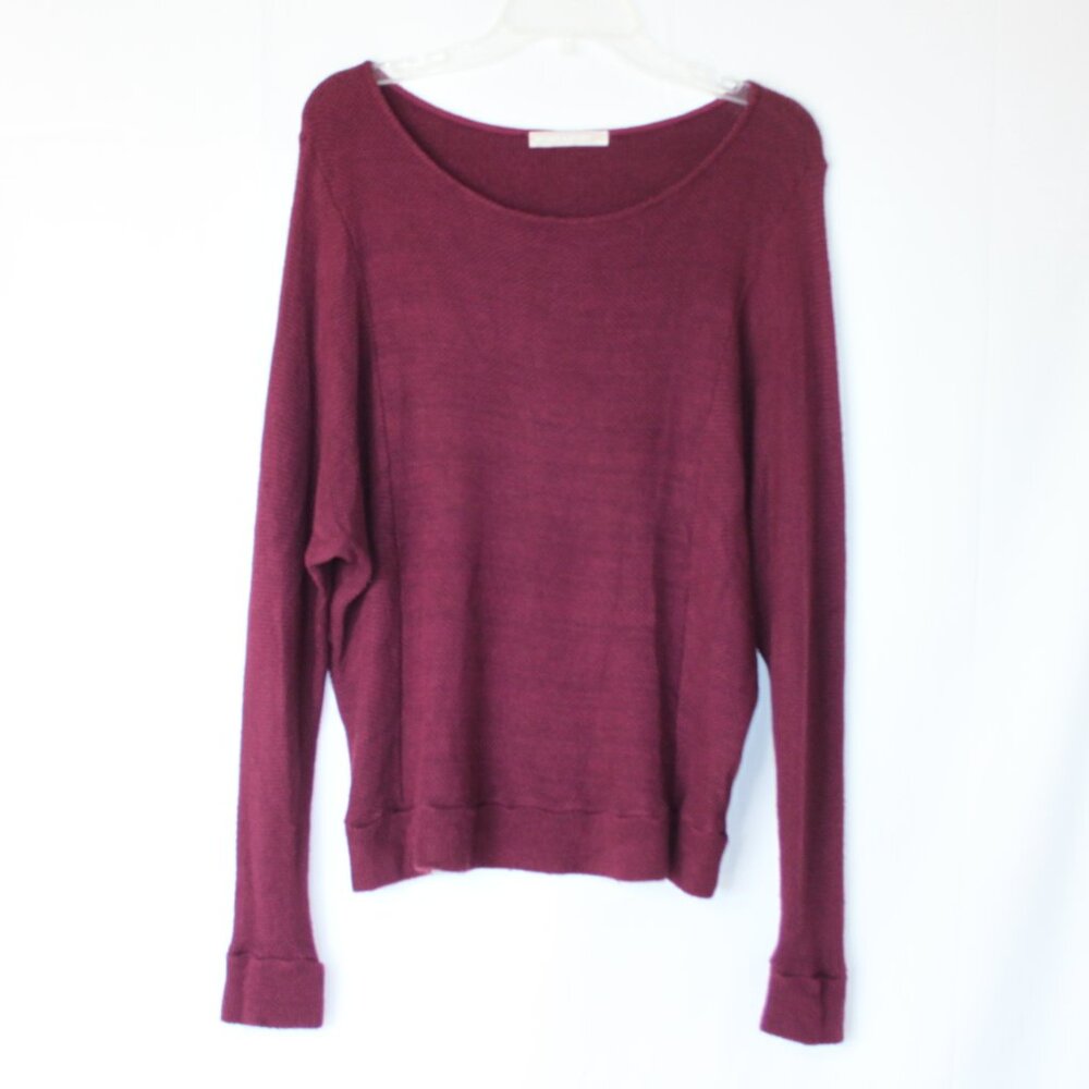 MICKEY & JENNY WOMENS BURGUNDY KNIT SWEATER TOP SZ M LONG SLEEVE USA DOLMAN